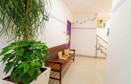 Recepção da Kidsheaven, onde começa a visita guiada