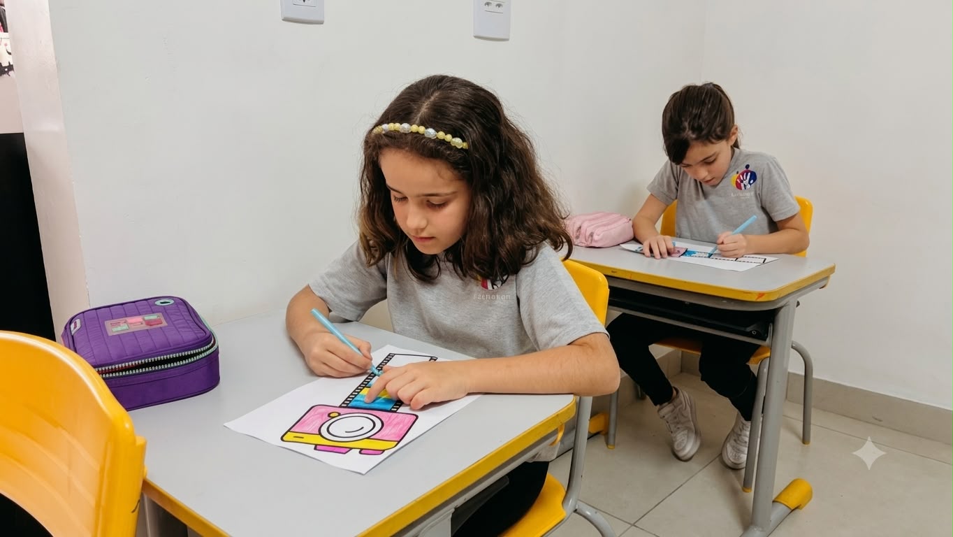 Alunos do Fundamental I em atividade na Kidsheaven